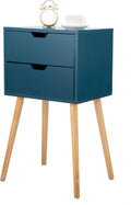 Grey Wood 2 Drawer Nightstand End Table D148