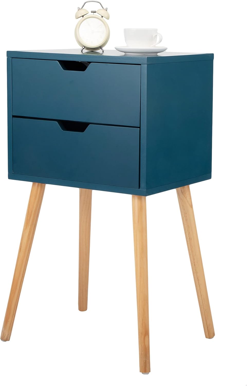 Grey Wood 2 Drawer Nightstand End Table D148