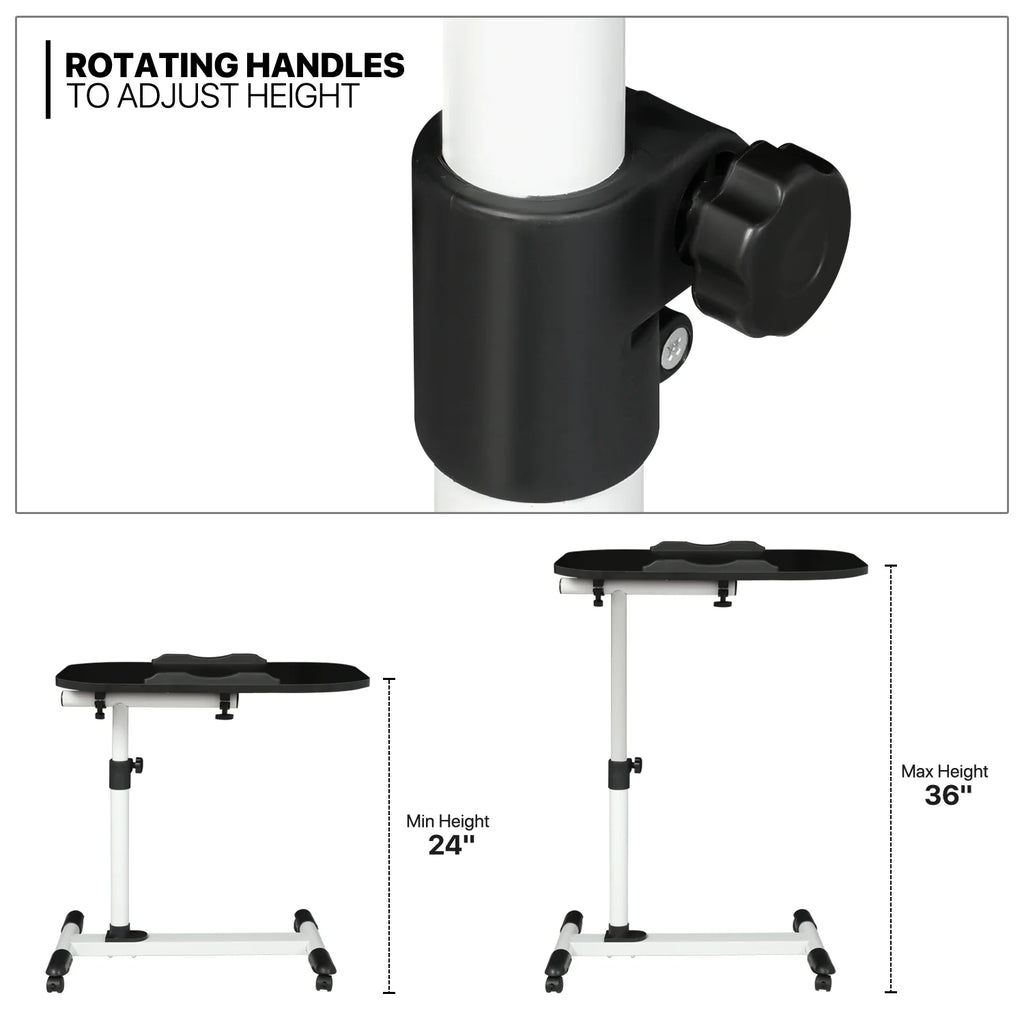 White Height Adjustable Mobile Computer Desk with Casters K687985