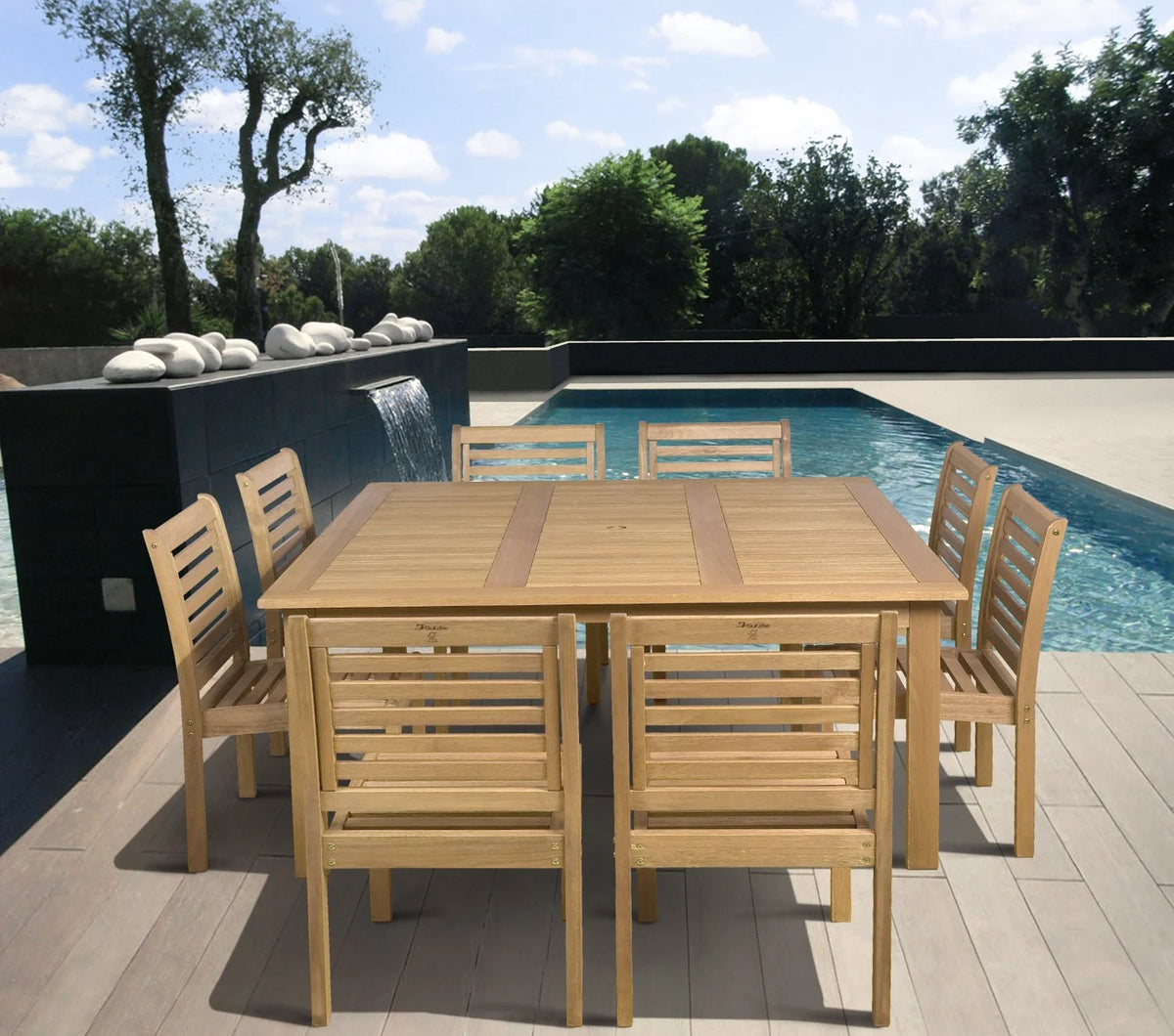 9 Piece Wood Patio Dining Set X760071
