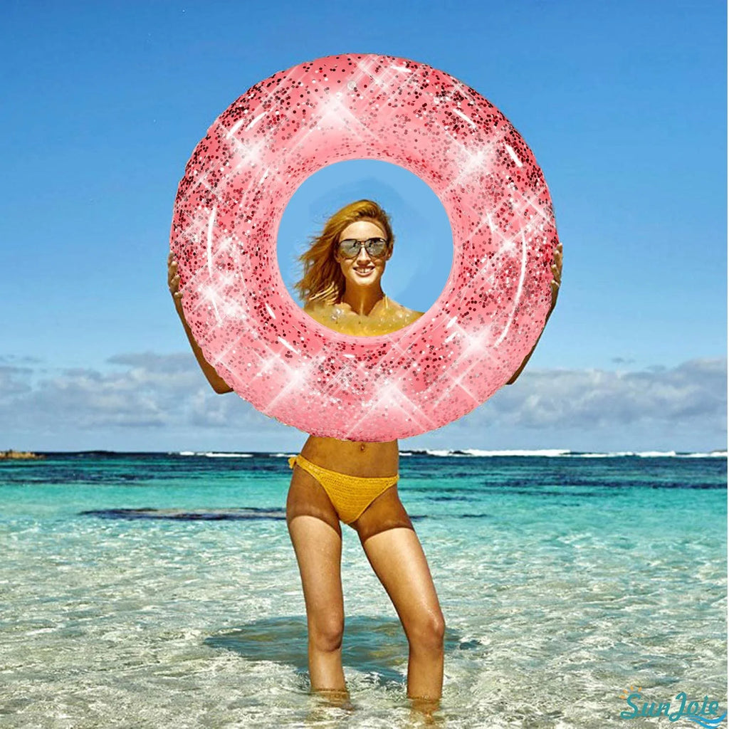 Rose Gold Inflatable Pool Floats Rings, 36 Inch X459389