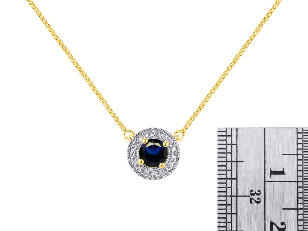 Yellow Gold Plated Silver 925 Halo Necklace with Genuine Diamonds O50632