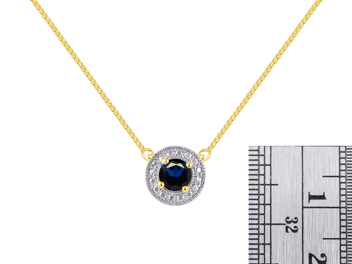 Yellow Gold Plated Silver 925 Halo Necklace with Genuine Diamonds O50632
