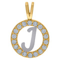 10k Two Tone Gold CZ Initial J Pendant Necklace X885341