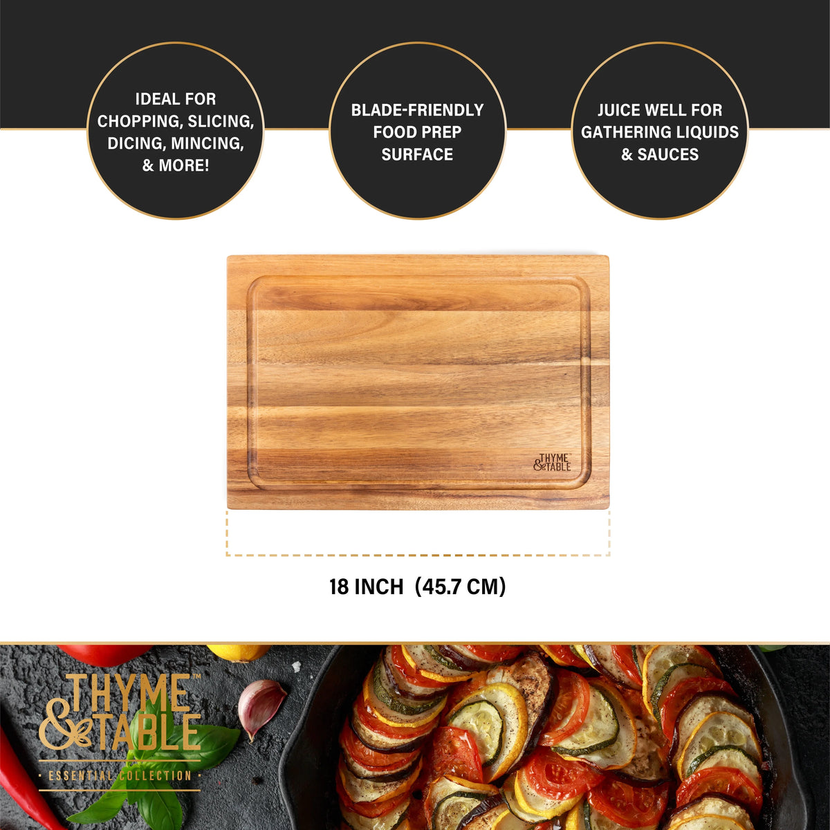 12" x 18" Acacia Wood Cutting Board O58359