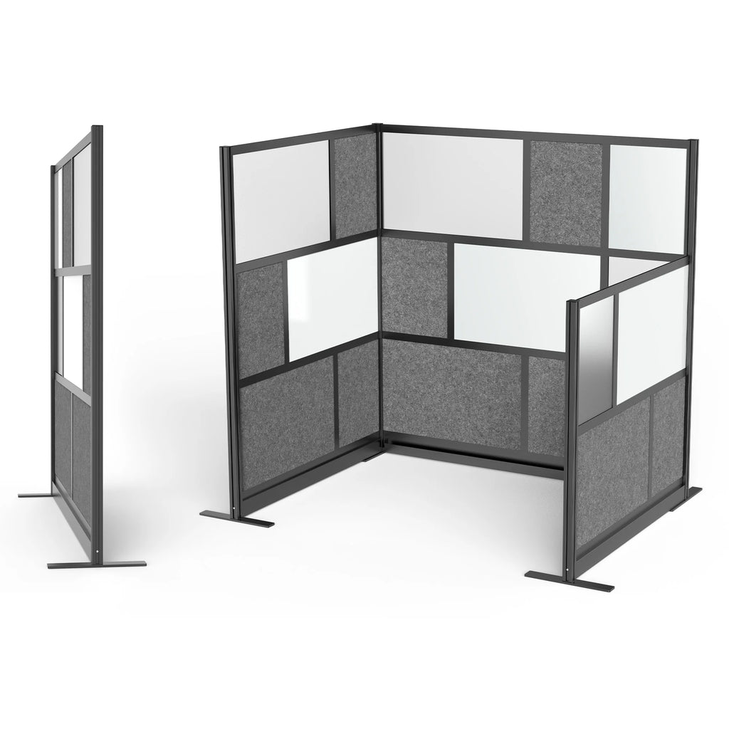 Modular Wall 53in x 70in Add-On with Whiteboard, Frosted Acrylic & Sound Absorbent Panels V31848