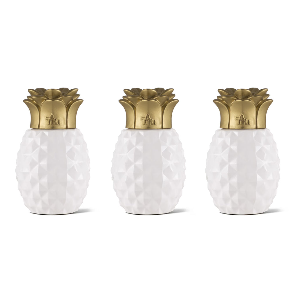 6.5-Inch 3-pk Glass Table Torch White/Gold J106