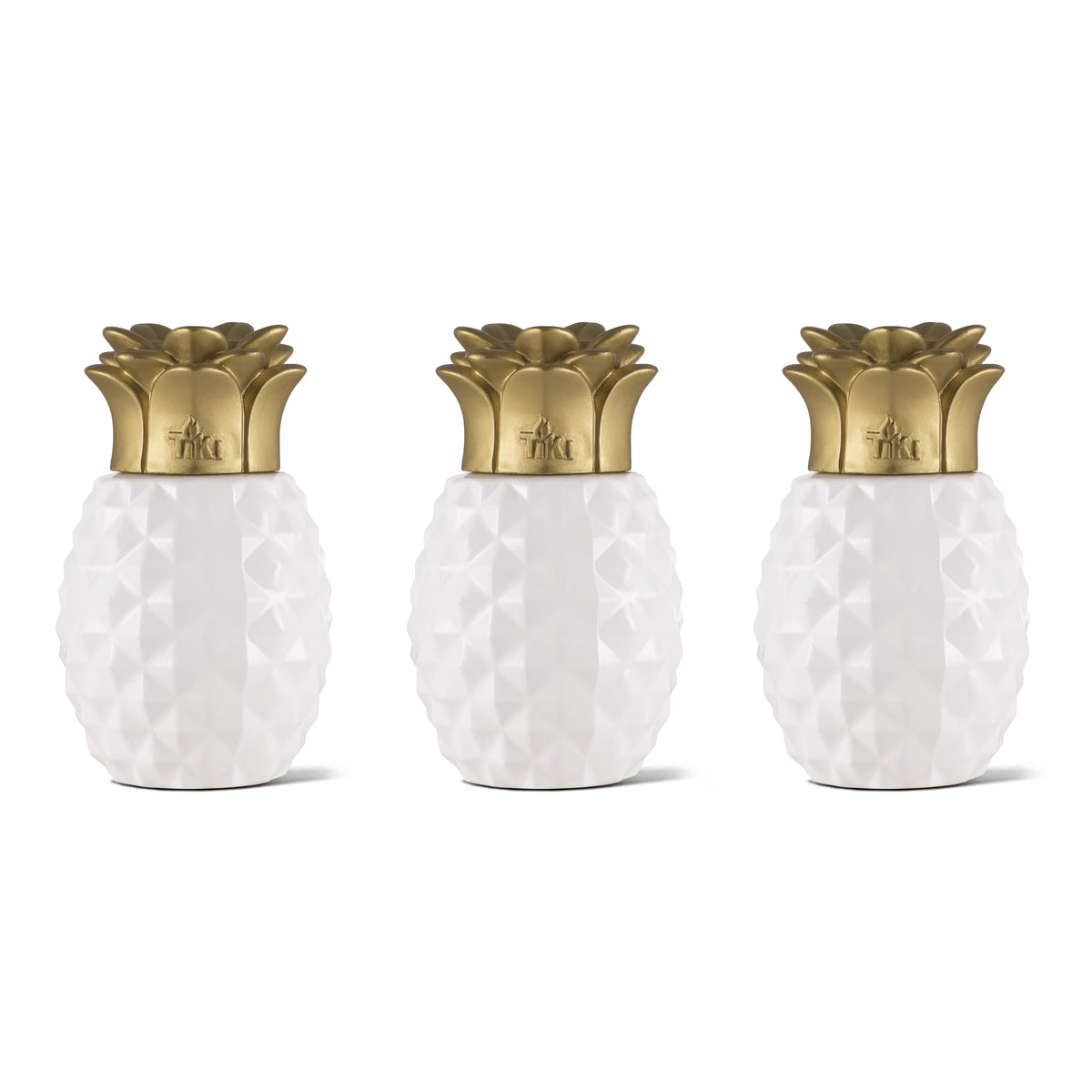 6.5-Inch 3-pk Glass Table Torch White/Gold J106