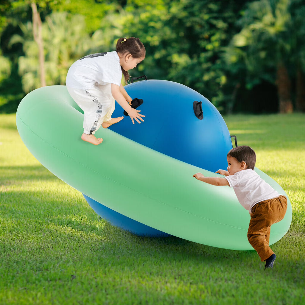 Green & Blue Inflatable Dome Rocker Bouncer with 6 Handles K3242
