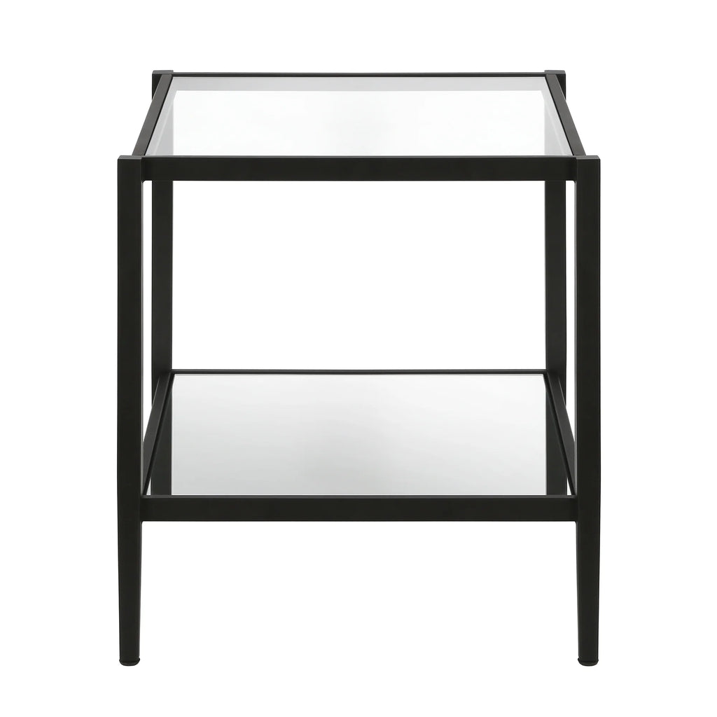 Blackened Bronze 20" Wide Square Side Table with Mirror Shelf I159