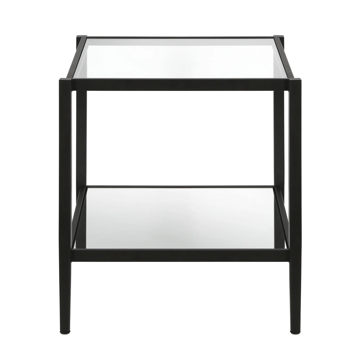 Blackened Bronze 20" Wide Square Side Table with Mirror Shelf I159