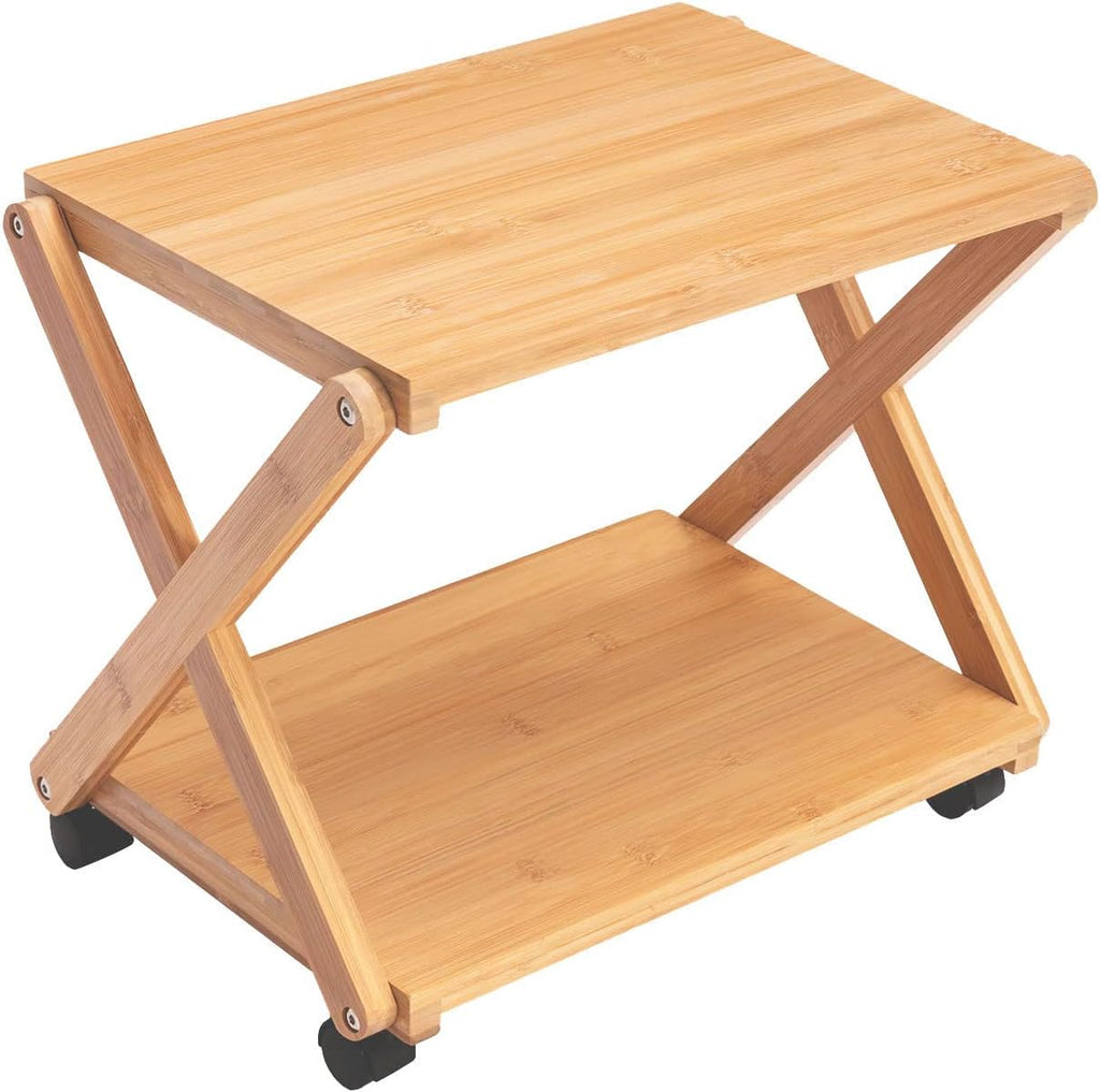 Bamboo 3-Tier Rolling Printer Cart with Storage T2487