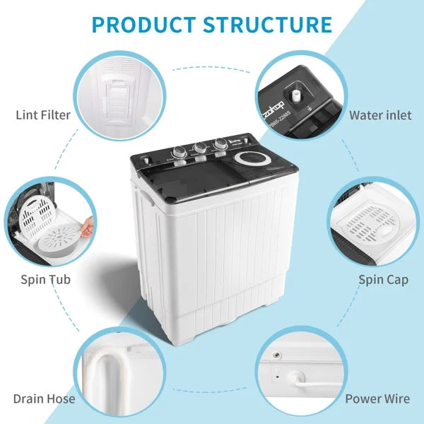 Semi-automatic Twin Tub Washing Machine, White & Black R27103
