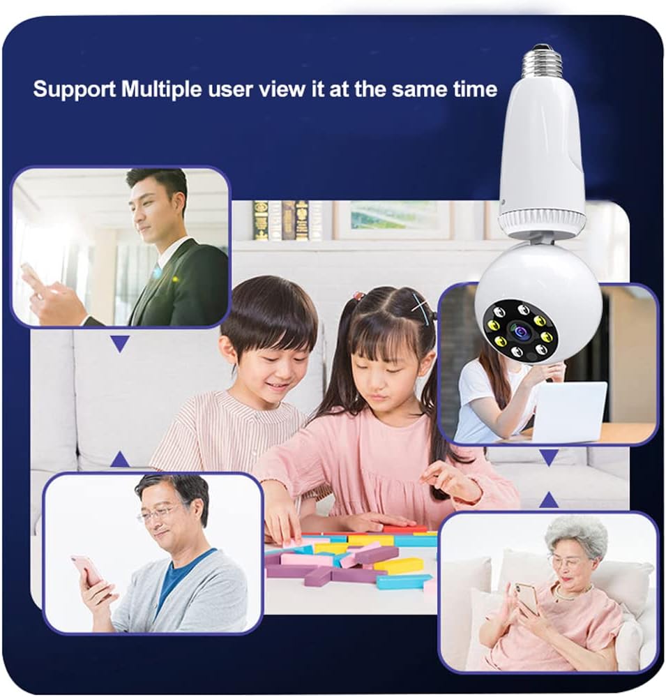 2MP 1080P Wireless Lightbulb Powered PTZ Security Camera with E27 Bulb Connector, Pack of 2 I44126