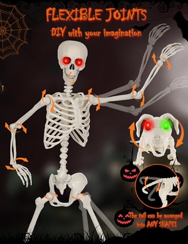 Life Size Skeleton with Glowing Eyes Movable Joints U3528