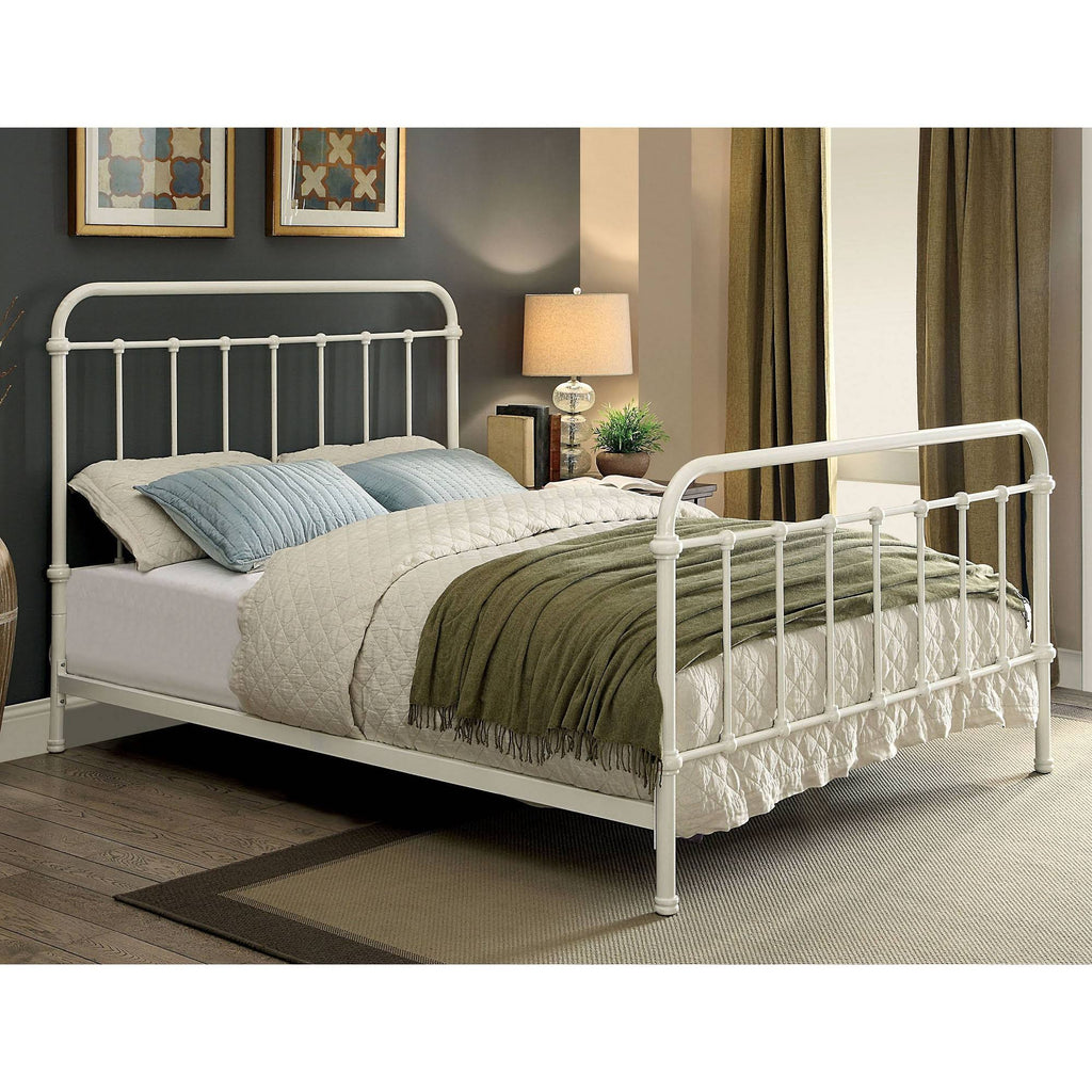 Twin Metal Bed Vintage White D212