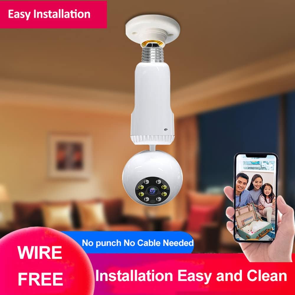 2MP 1080P Wireless Lightbulb Powered PTZ Security Camera with E27 Bulb Connector, Pack of 2 I44126