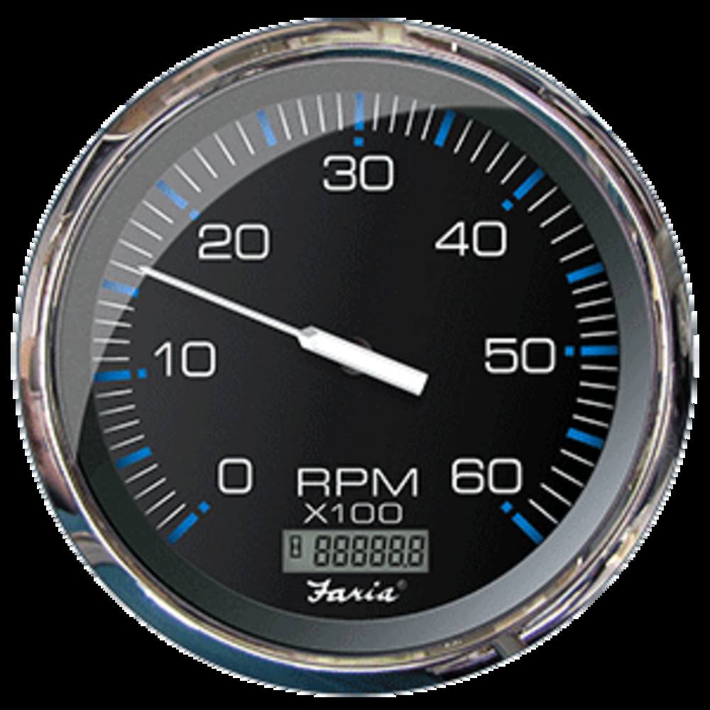 Black 5x22 Tachometer with Digital Hourmeter, 6000 RPM M730
