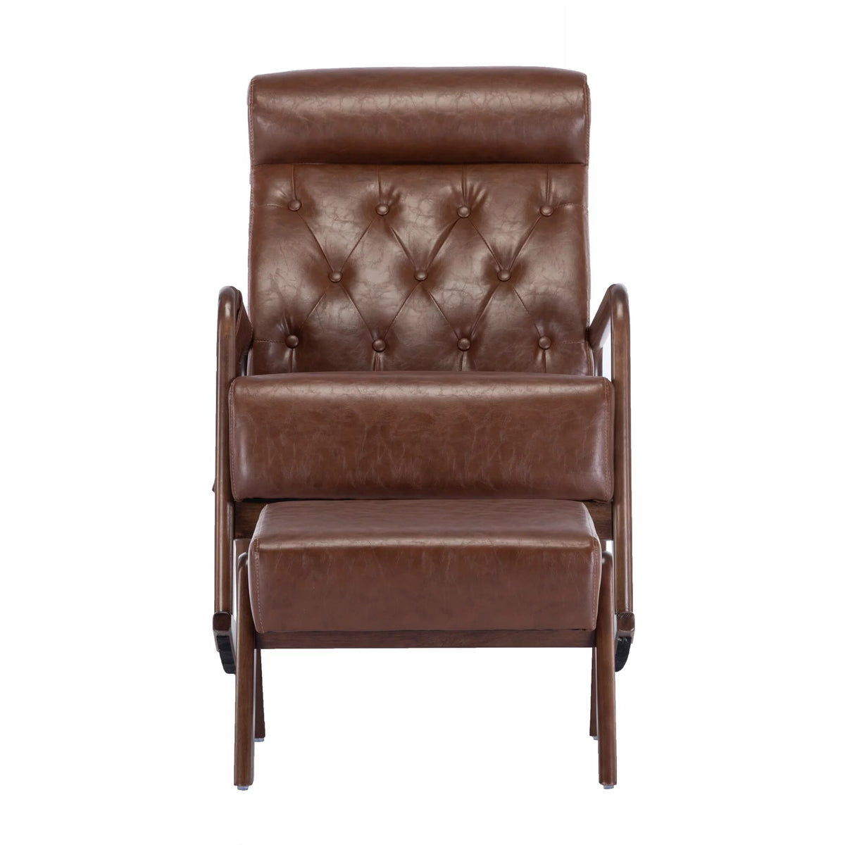 Polyester Upholstered High Backrest Accent Glider Rocker Chair With Ottoman Brown A63298