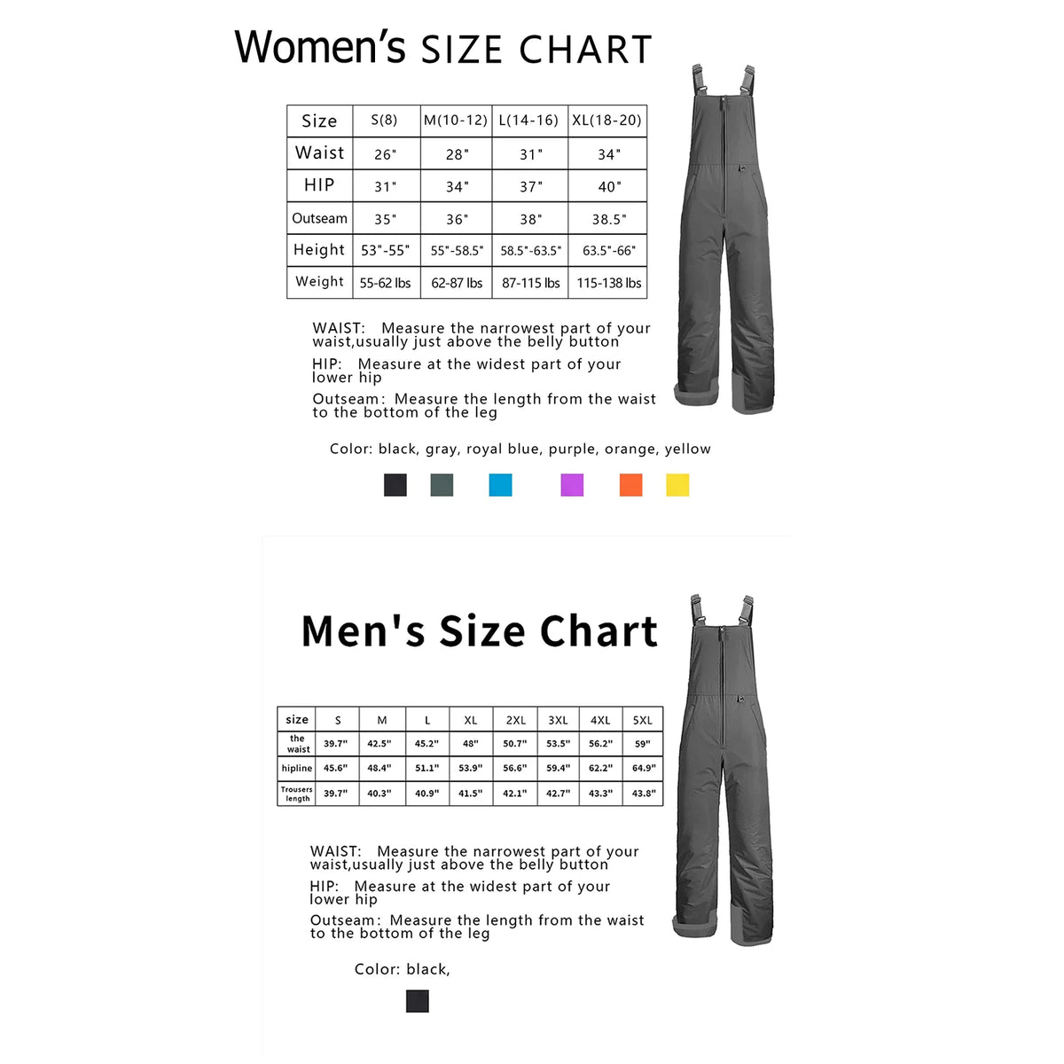 Waterproof Insulated Ski Bibs Overalls with Pockets Z65426