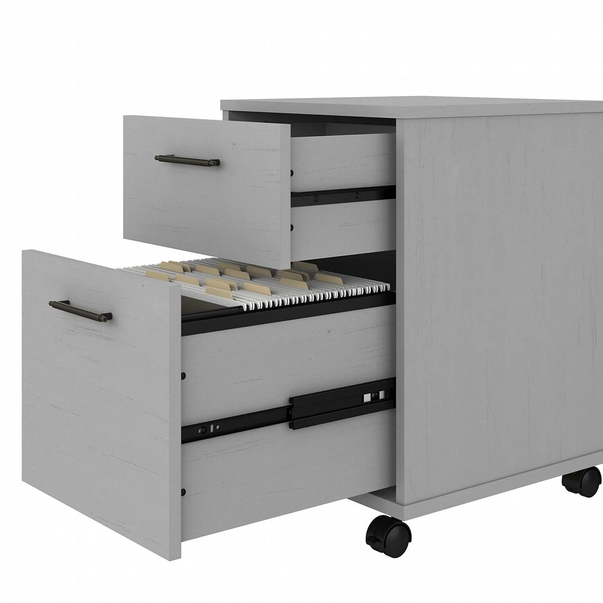 L Shaped Desk with 2 Drawer File Cabinet and 5 Shelf Bookcase A17220