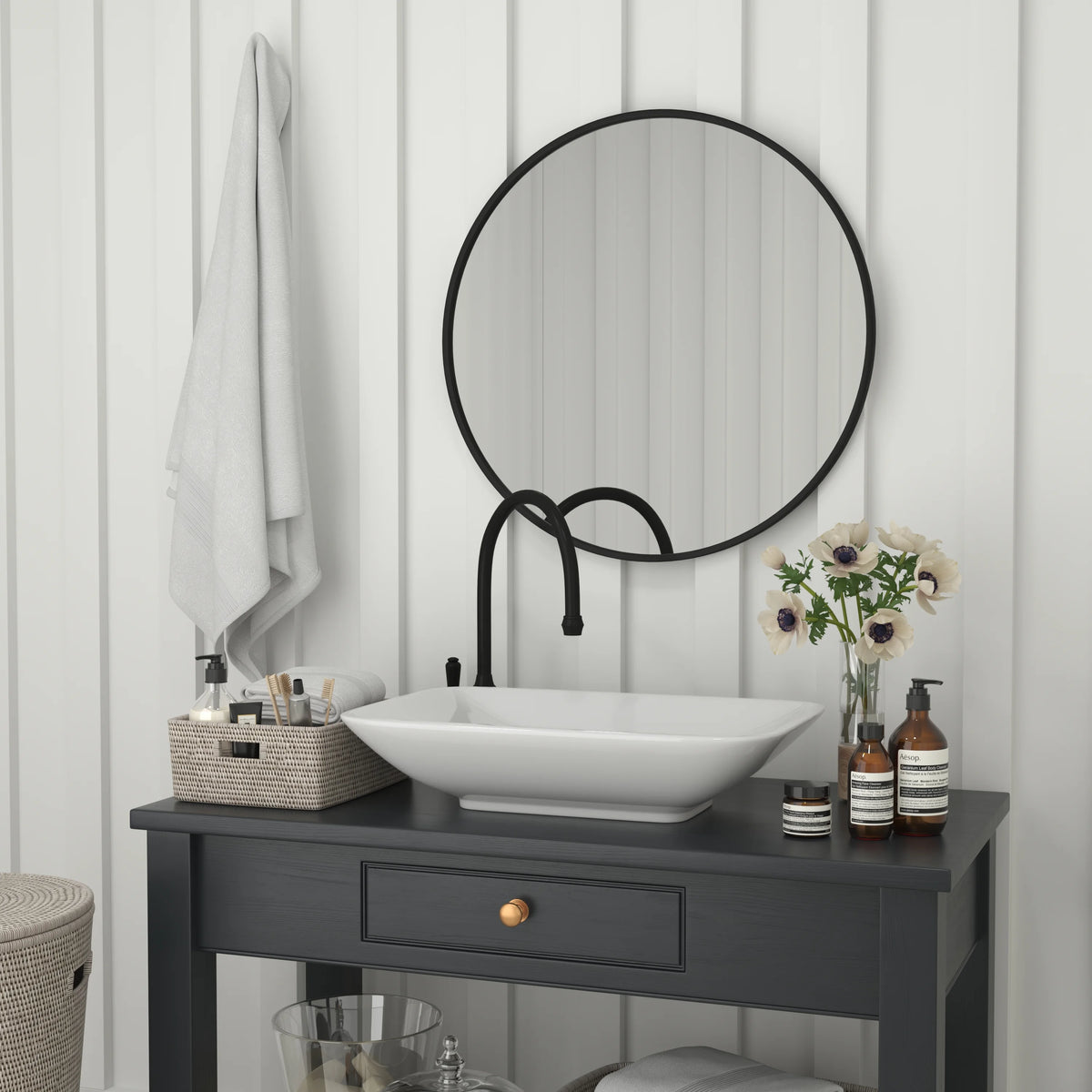 Black Modern Wall Mounted Mirror W609