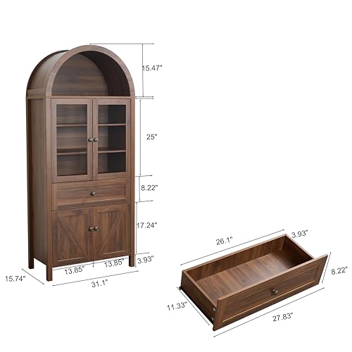 Pantry Cabinet with Drawer, 2 Cabinets and 6 Door Shelves, Adjustable Shelves, 71.65" C8055