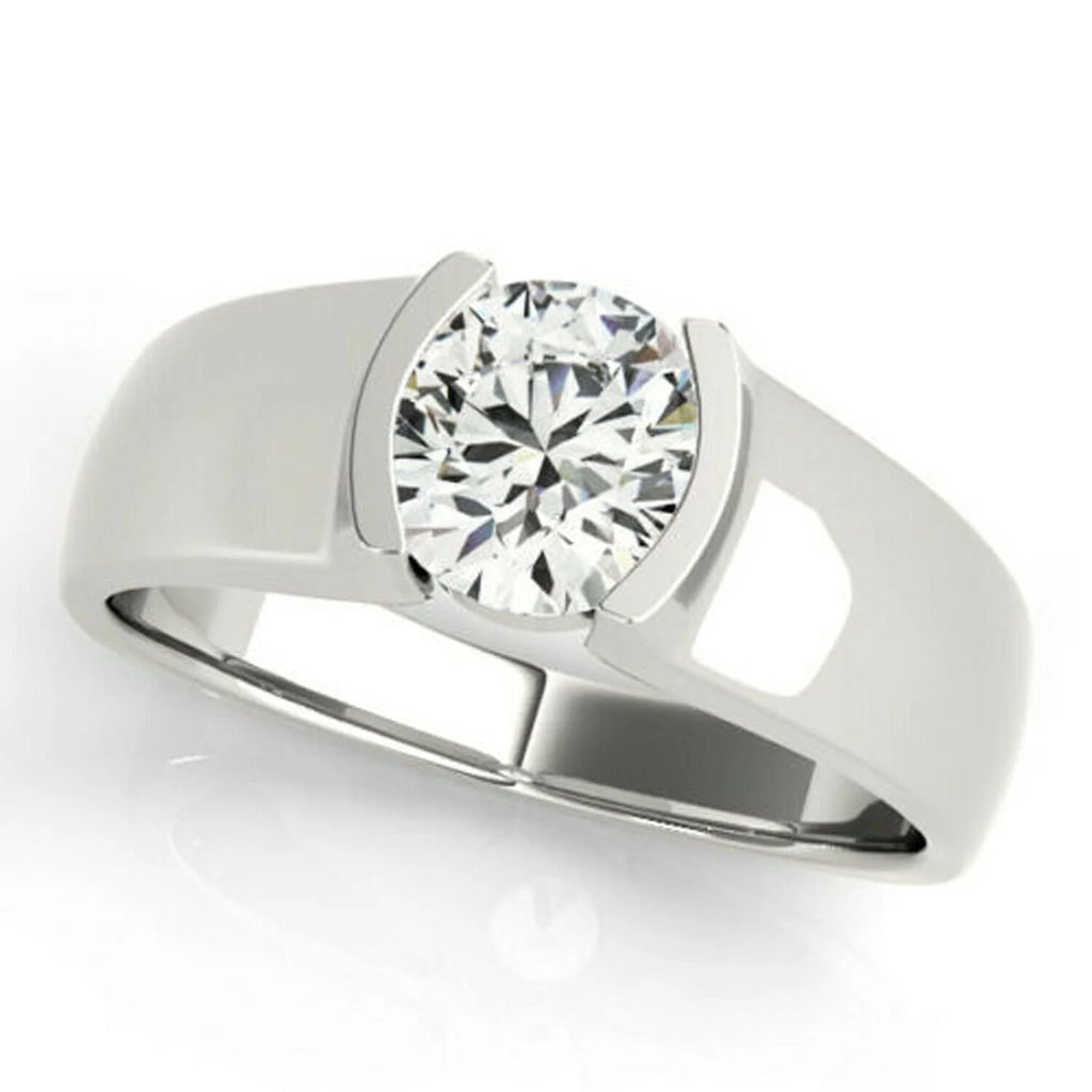 18K White Gold Plated Solitaire Engagement Ring 925 Sterling Silver G344