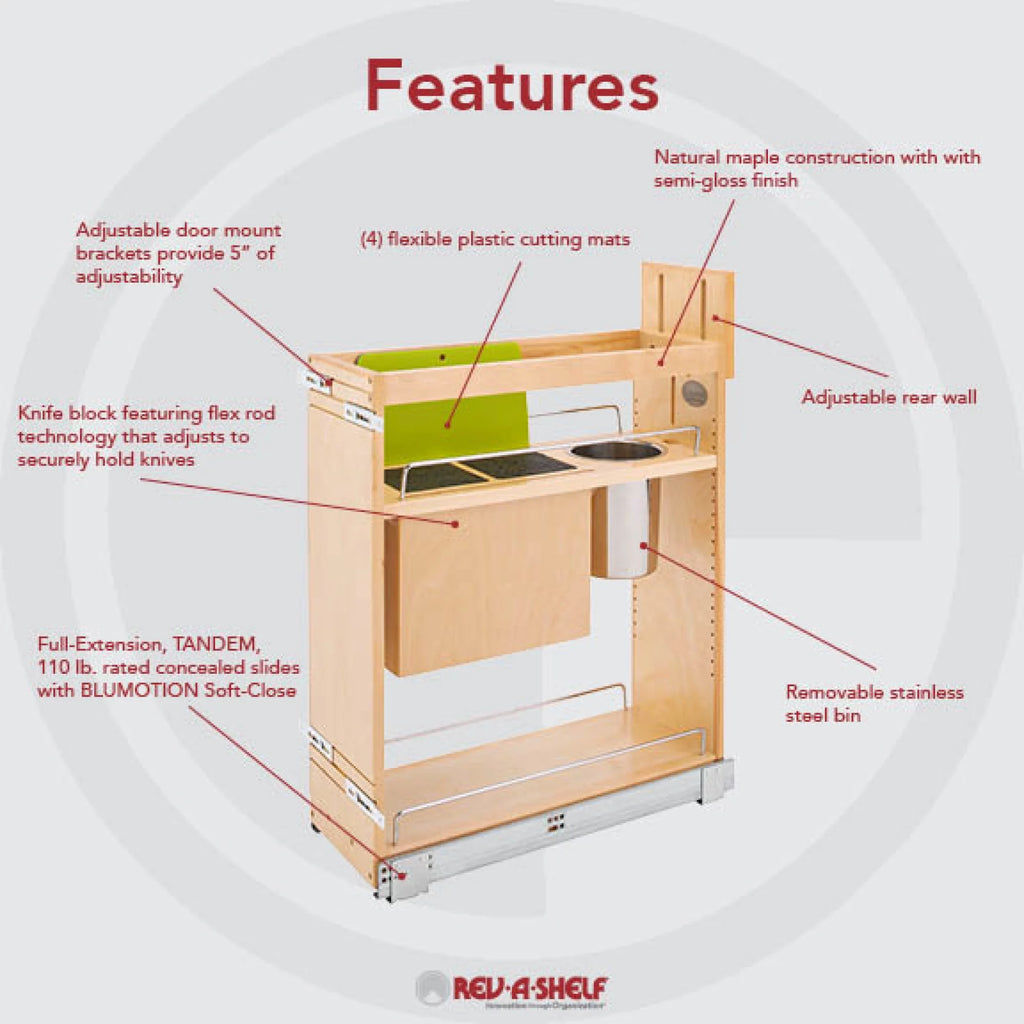 8 Inch Pullout Cabinet Organizer with Knife Block W867082