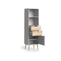 White/Oak Bookcase with 2 Drawers and 1 Door N842