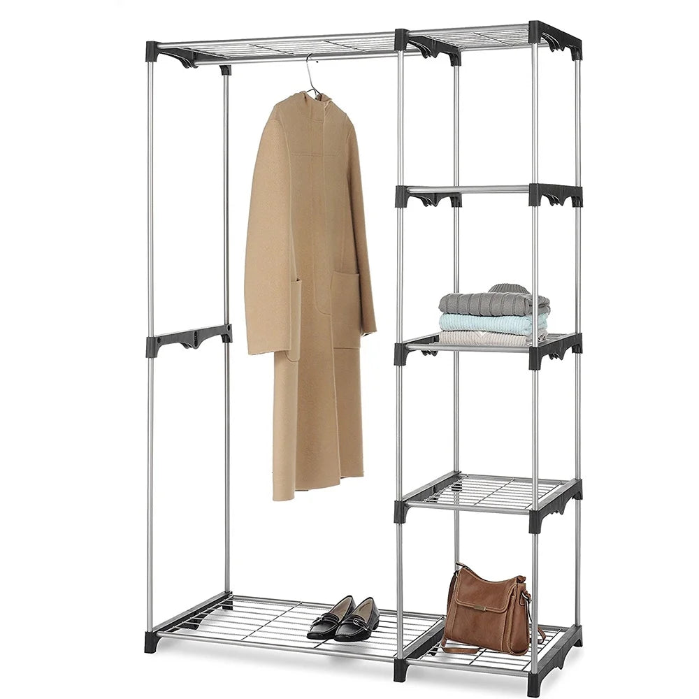 Silver and Black Double Rod Closet System N128255